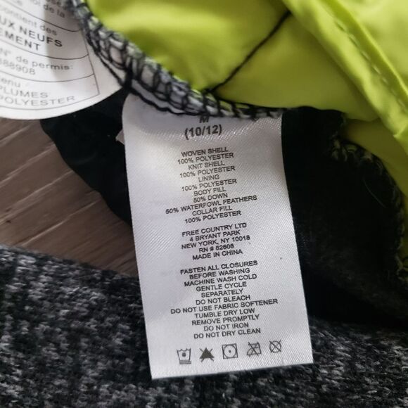 Free Country Womens M Black Green Down Filled Quilted Puffer Long Sleeve Jacket - Picture 8 of 13